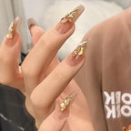 Press-On Nail Set Glossy Finish & Metallic Accents