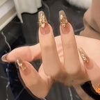 Press-On Nail Set Glossy Finish & Metallic Accents