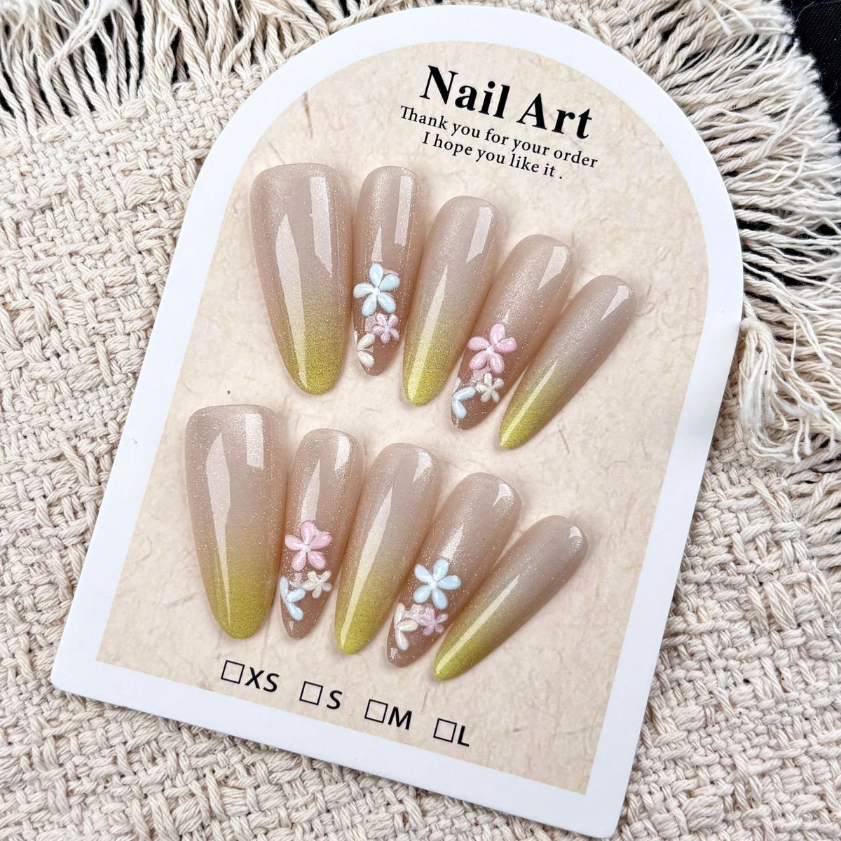 Press-On Nail Set Glossy Floral Peel & Stick