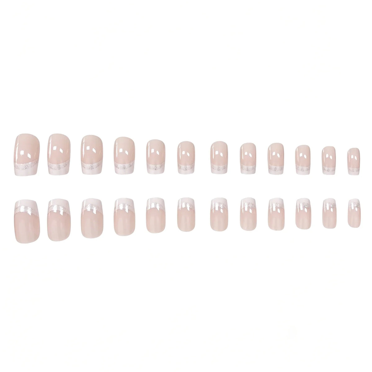 Press-On Nail Set Glossy French Tip No Glue