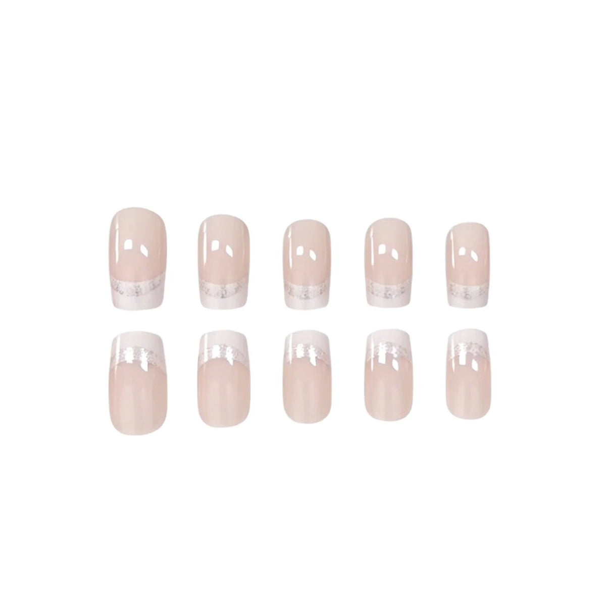 Press-On Nail Set Glossy French Tip No Glue