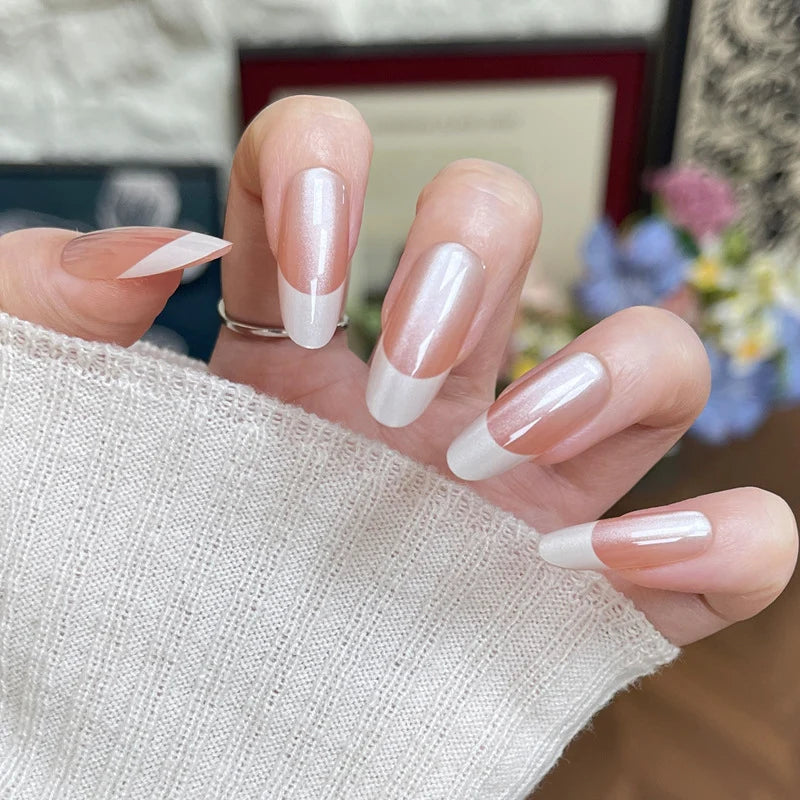 Press-On Nail Set Glossy French Tips Easy Application