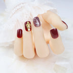 Press-On Nail Set Glossy Glitter Long-Lasting Adhesive