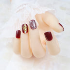 Press-On Nail Set Glossy Glitter Long-Lasting Adhesive