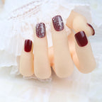 Press-On Nail Set Glossy & Glitter Reusable Adhesive Pads