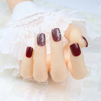 Press-On Nail Set Glossy & Glitter Reusable Adhesive Pads