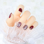 Press-On Nail Set Glossy & Glitter Reusable Adhesive Pads