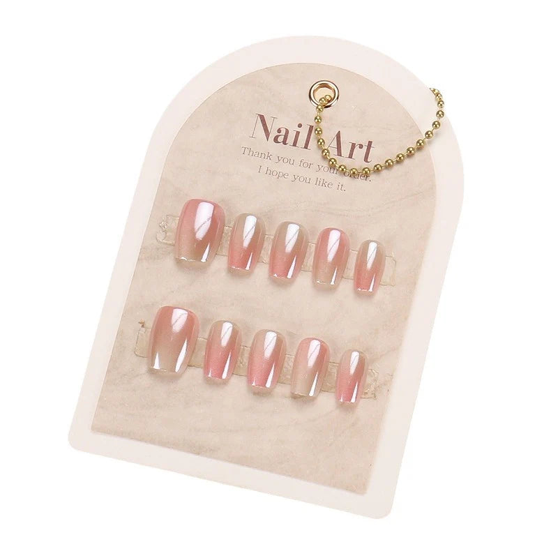 Press-On Nail Set Glossy Gradient No Glue Multiple Sizes