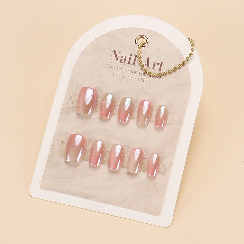 Press-On Nail Set Glossy Gradient No Glue Multiple Sizes