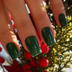 Press-On Nail Set Glossy Green Reusable Set Of 24