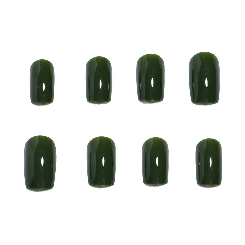 Press-On Nail Set Glossy Green Reusable Set Of 24