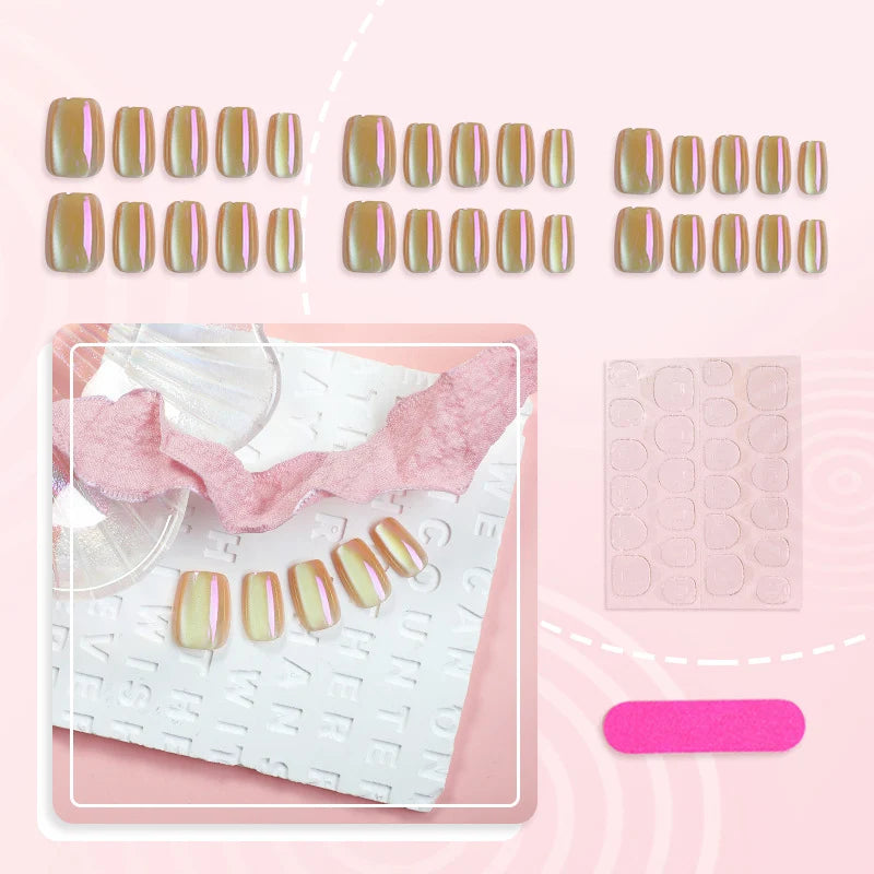 Press-On Nail Set Glossy High-Shine Self-Adhesive & Reusable