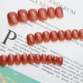 Press-On Nail Set Glossy Medium-Length Adhesive Included
