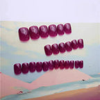 Press-On Nail Set Glossy Medium-Length Adhesive Included