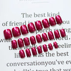 Press-On Nail Set Glossy Medium-Length Adhesive Included