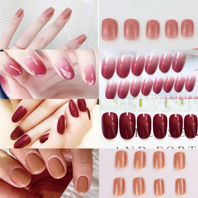 Press-On Nail Set Glossy Ombre Adhesive Tabs