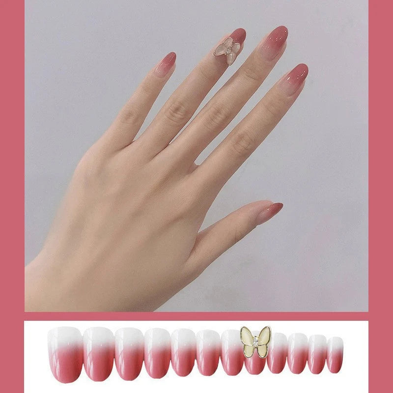 Press-On Nail Set Glossy Ombre Reusable Easy Application