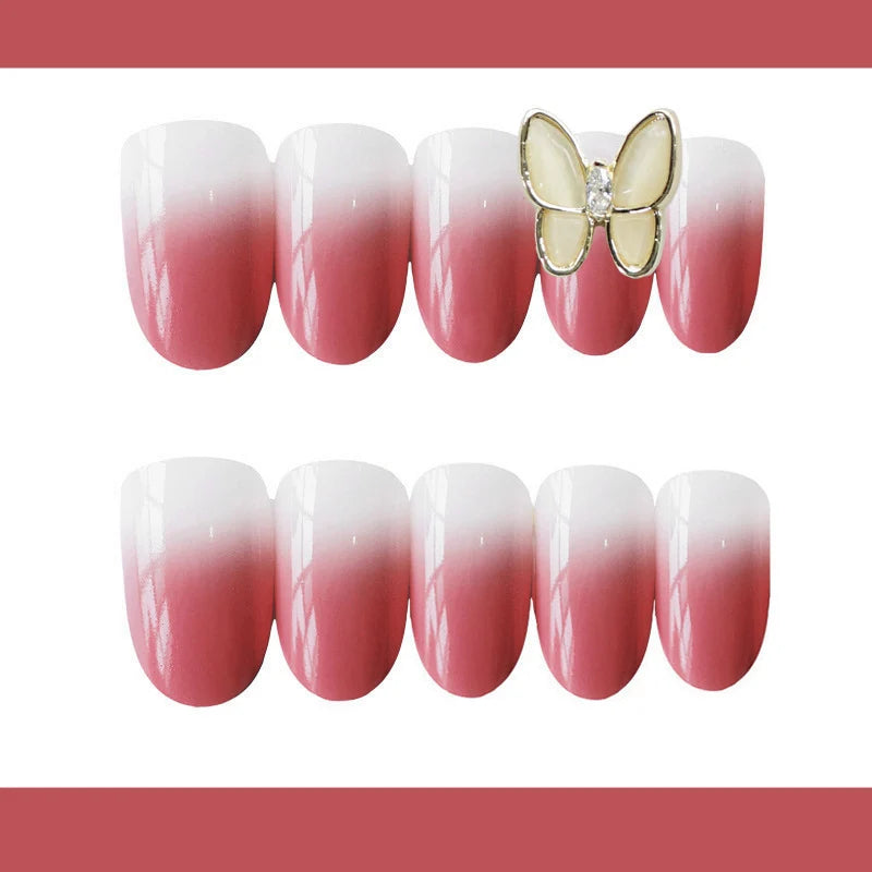 Press-On Nail Set Glossy Ombre Reusable Easy Application