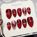 Press-On Nail Set Glossy Pearl Accents & Adhesive Tabs
