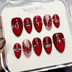 Press-On Nail Set Glossy Pearl Accents & Adhesive Tabs