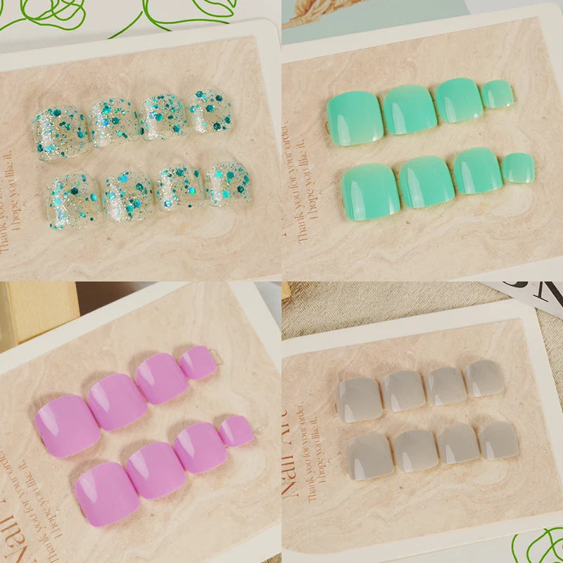 Press-On Nail Set Glossy Reusable Multiple Sizes