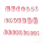Press-On Nail Set Glossy Rhinestones Chip Resistant