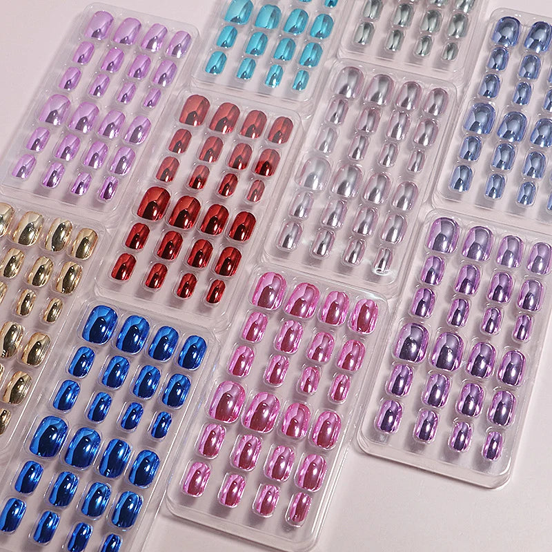 Press-On Nail Set Glossy Self-Adhesive Long-Lasting Set of 24