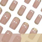 Press-On Nail Set Glossy Soft Pink & Gold Trim