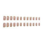 Press-On Nail Set Glossy Soft Pink & Gold Trim