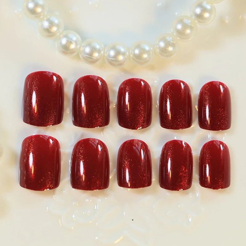 Press-On Nail Set Glossy Sparkling Finish Long-Lasting Wear