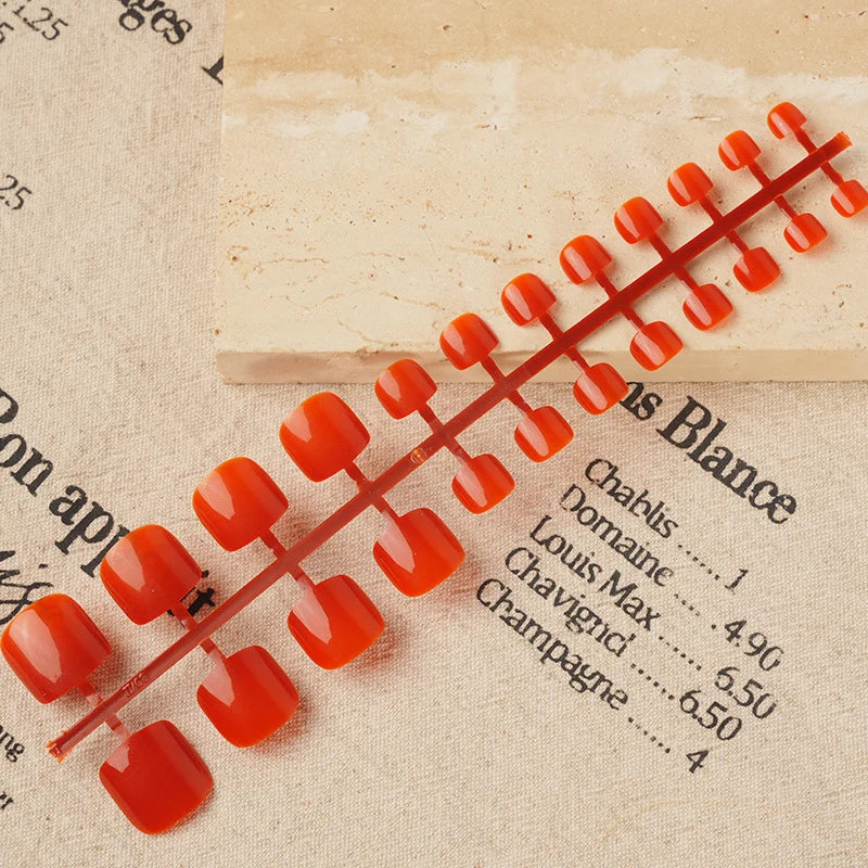 Press-On Nail Set Glossy Square Multiple Sizes