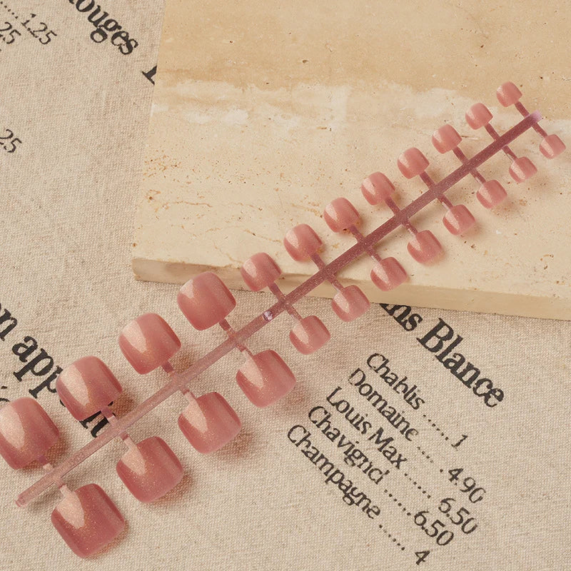 Press-On Nail Set Glossy Square Peel-And-Stick Reusable
