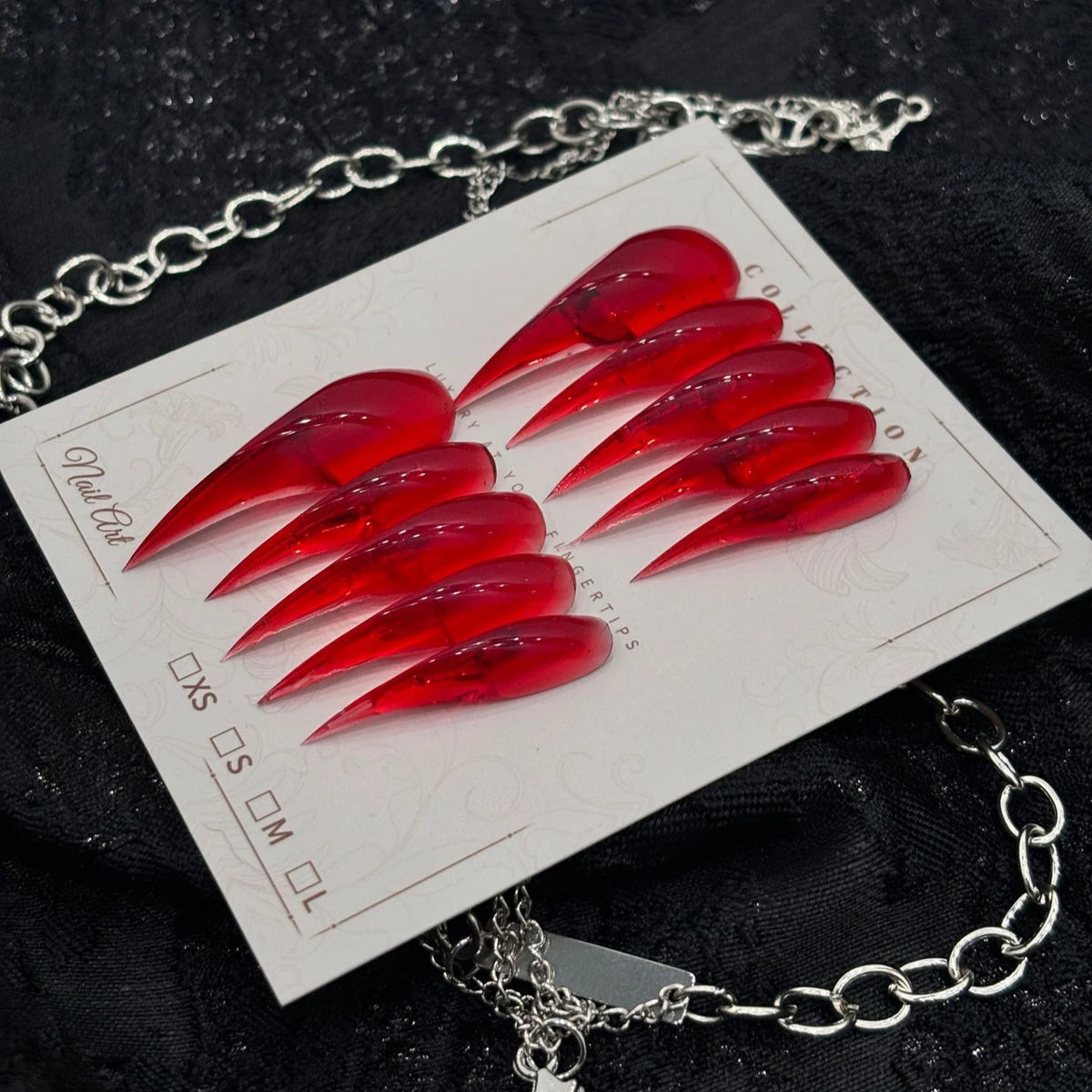 Press-On Nail Set Glossy Stiletto Reusable