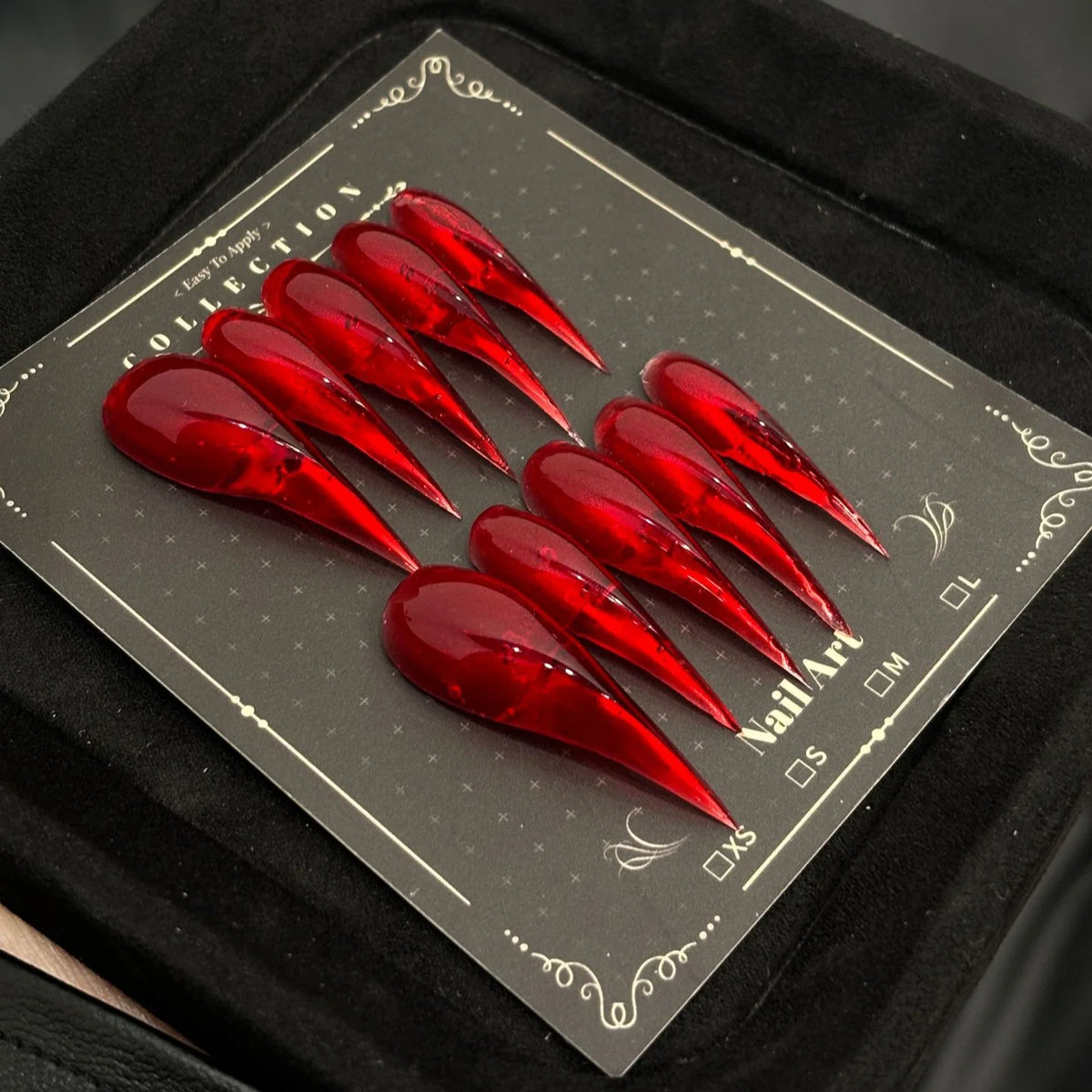 Press-On Nail Set Glossy Stiletto Reusable
