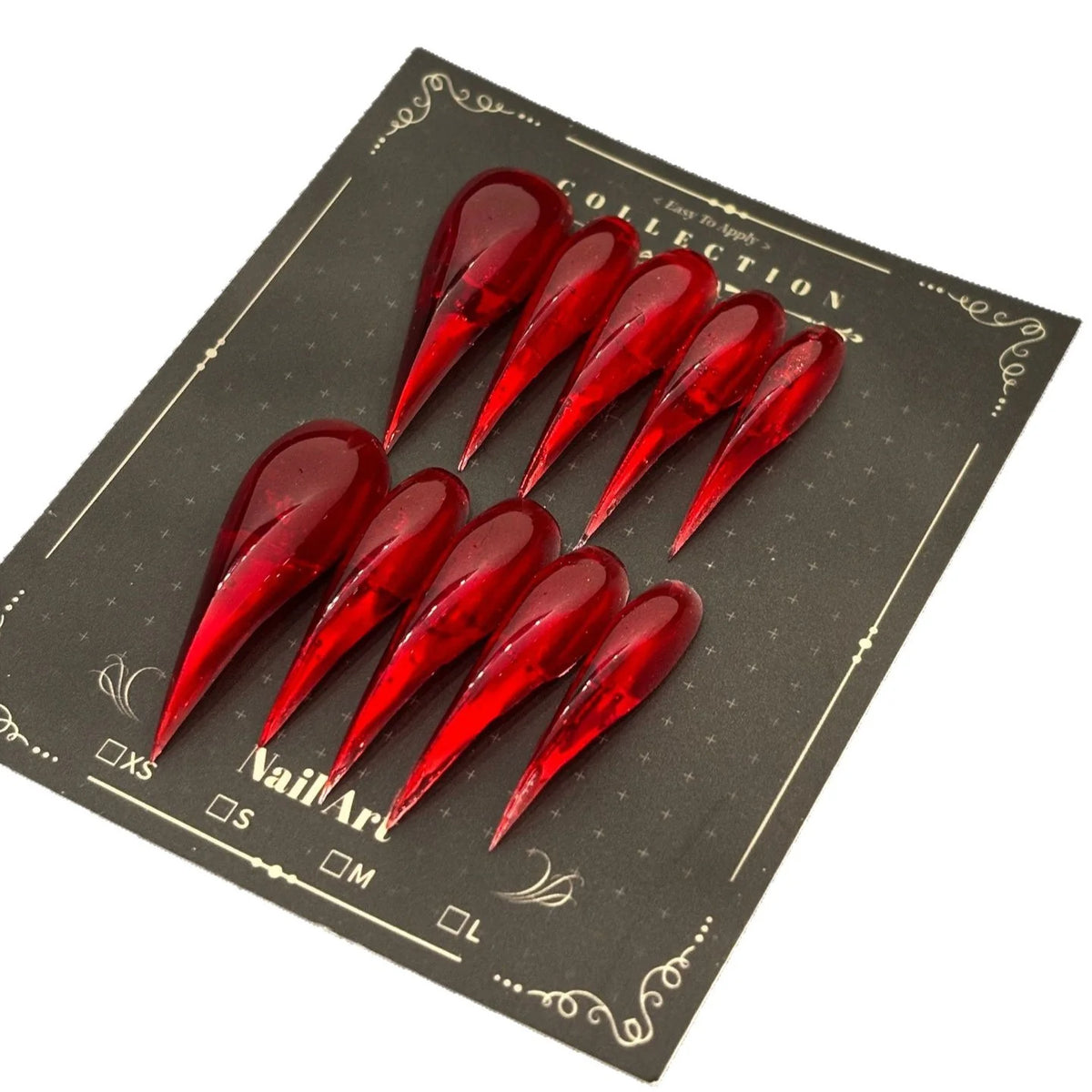 Press-On Nail Set Glossy Stiletto Reusable