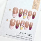 Press-On Nail Set Glue-Free Floral Designs & Multiple Sizes