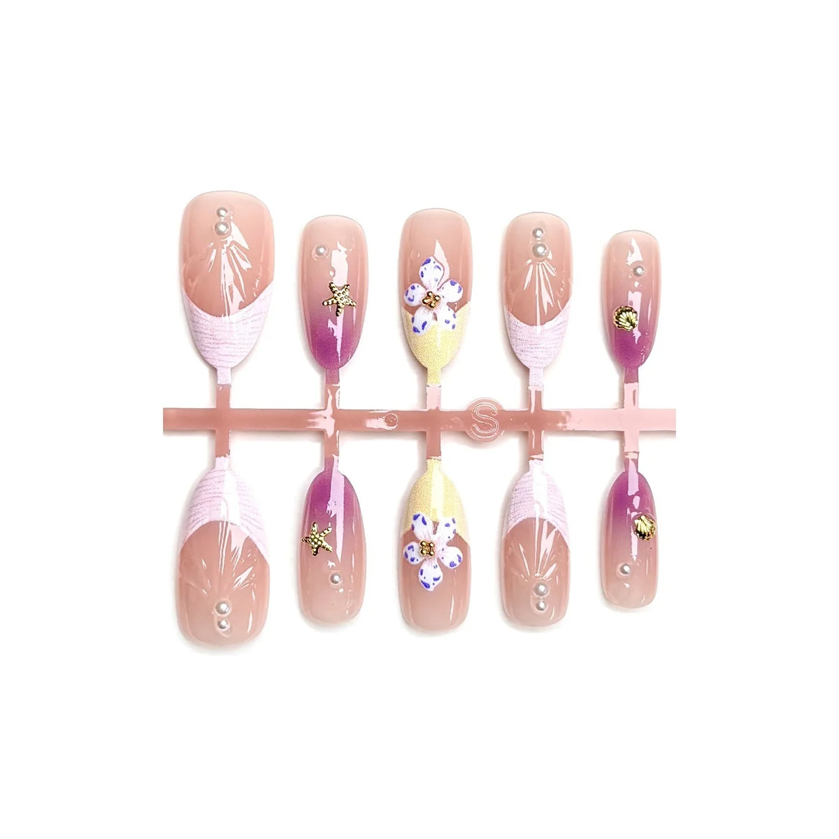 Press-On Nail Set Glue-Free Floral Designs & Multiple Sizes