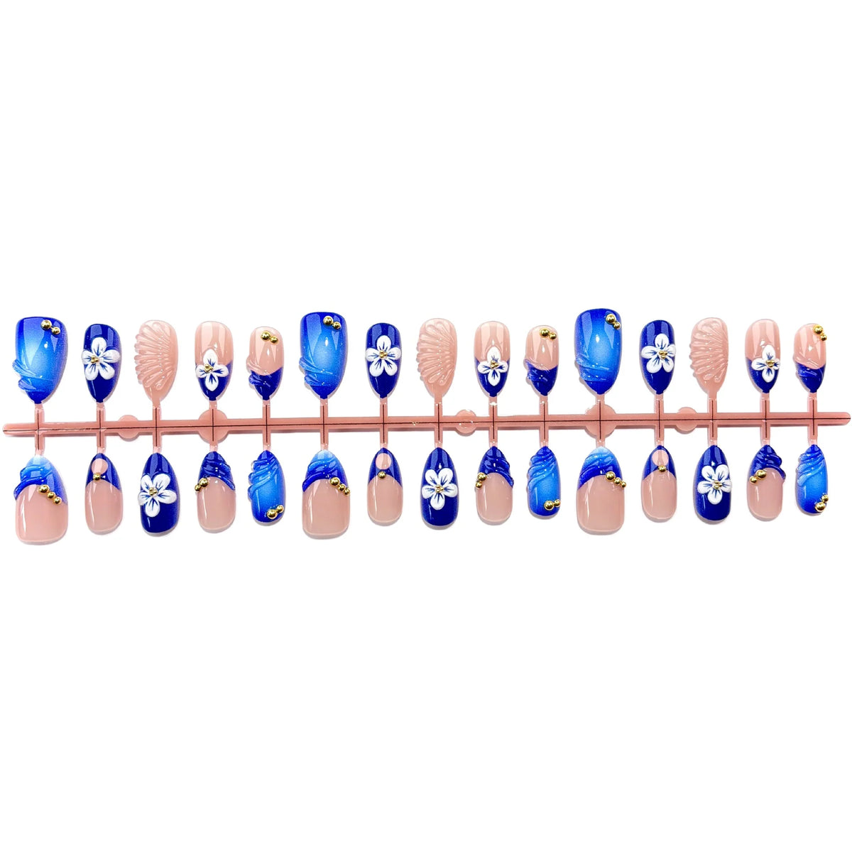 Press-On Nail Set Glue-Free Floral & Jewel Accents