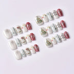 Press-On Nail Set Glue-Free Gold Holiday Designs