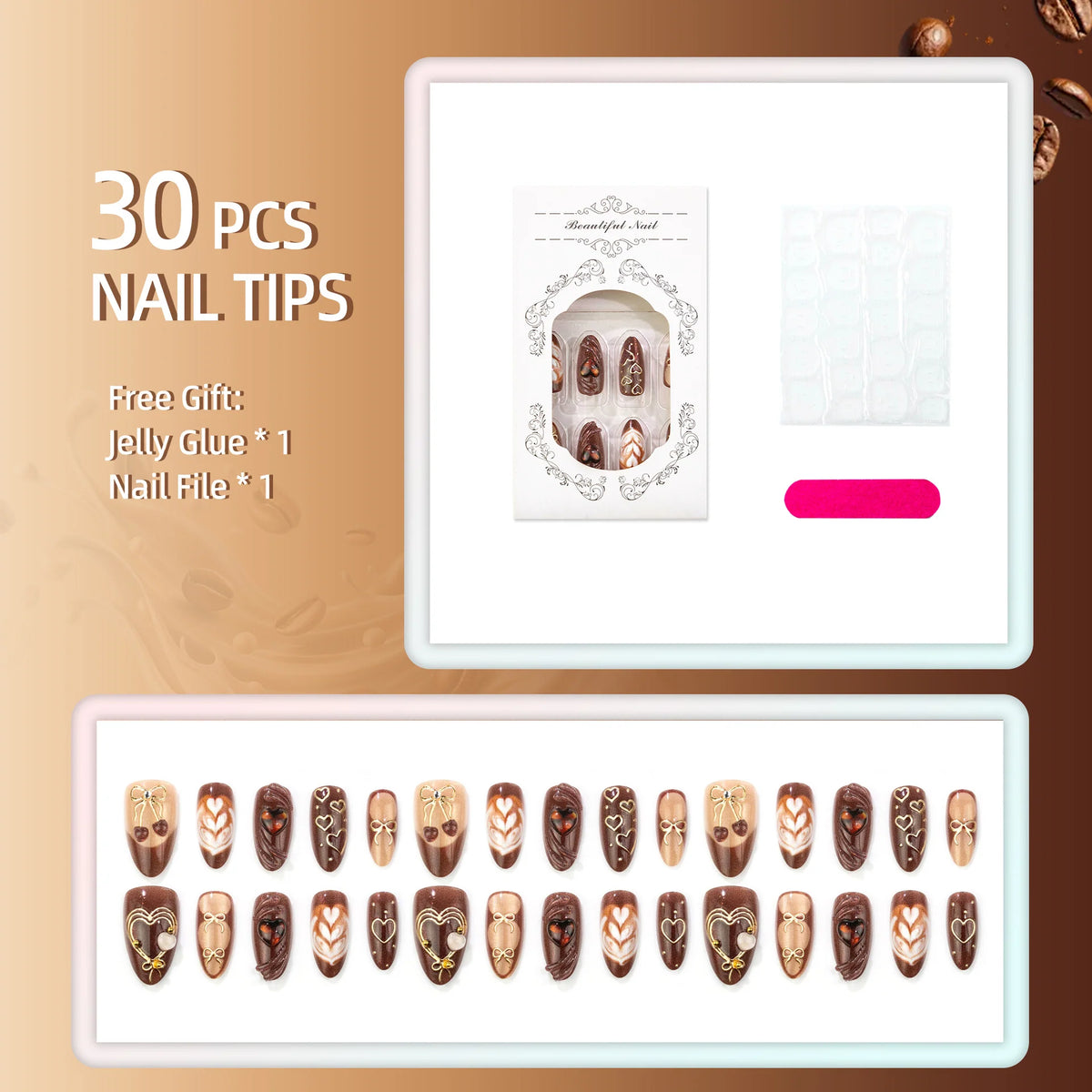 Press-On Nail Set Glue-Free Multiple Sizes
