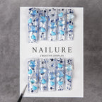 Press-On Nail Set Glue-Free Peacock Blue & Heart Accents