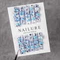 Press-On Nail Set Glue-Free Peacock Blue & Heart Accents