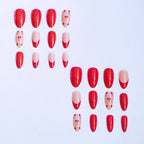 Press-On Nail Set Glue-Free Red Embellished