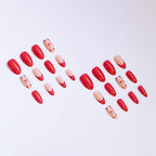 Press-On Nail Set Glue-Free Red Embellished