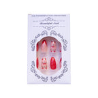Press-On Nail Set Glue-Free Red Embellished