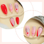 Press-On Nail Set Glue-Free & Reusable Silver Hearts