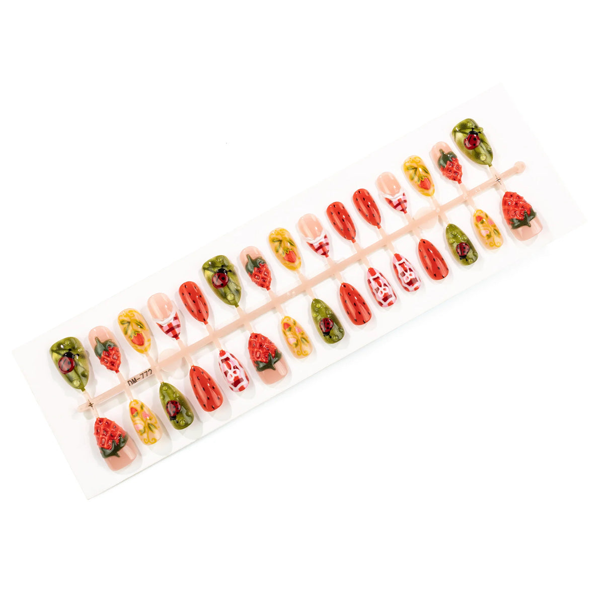 Press-On Nail Set Glue-Free Strawberry Designs