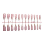 Press-On Nail Set Glue-On Delicate Pink Gold Trim