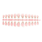 Press-On Nail Set Glue-On Delicate Pink Gold Trim