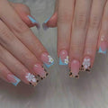 Press-On Nail Set Glue-On Floral & Gem